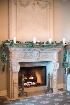 Mantel with Greenery and Candles