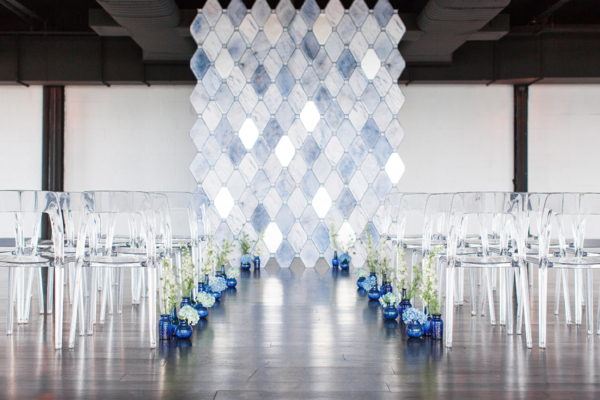 Modern Blue Loft Wedding Ceremony