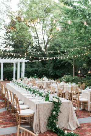 Outdoor Wedding Under String Lights