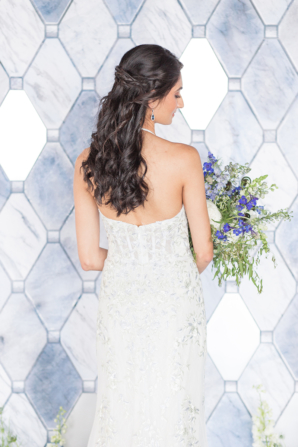 Wedding Dress with Subtle Blue Embroidery