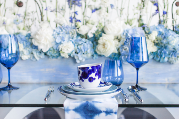 White and Blue Modern Wedding Reception