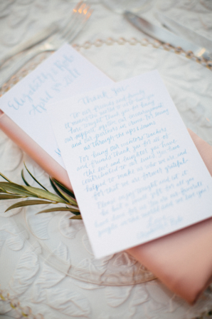Blue Calligraphy Thank You Card