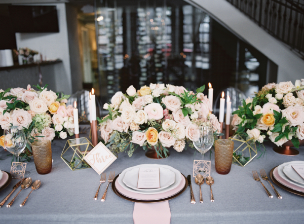 Blush and Gray Wedding Table