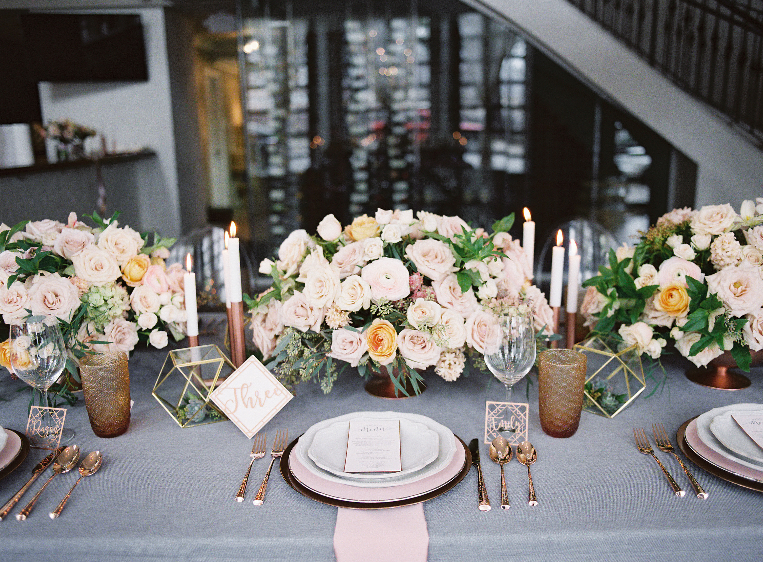 Blush and Gray Wedding Table