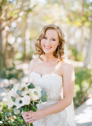 Bride in Strapless Lace Dress