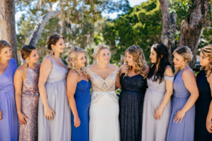 Bridesmaids in Blue and Purple