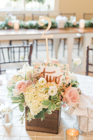 Centerpiece with Hand Lettered Table Number