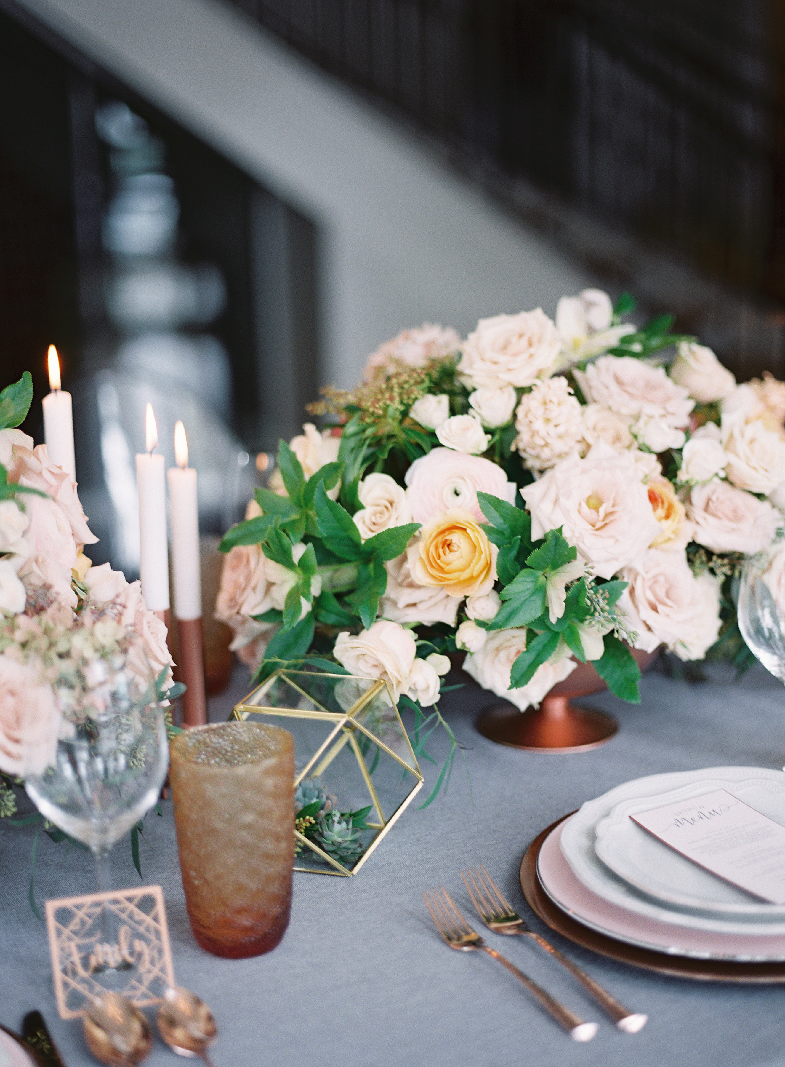 Copper and Blush Wedding Table