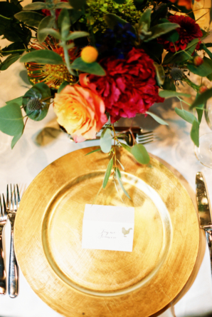 Gold and Burgundy Wedding Place Setting