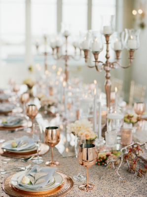 Gold and Coral Elegant Wedding Centerpiece