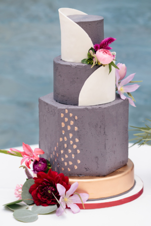 Gold and Purple Wedding Cake