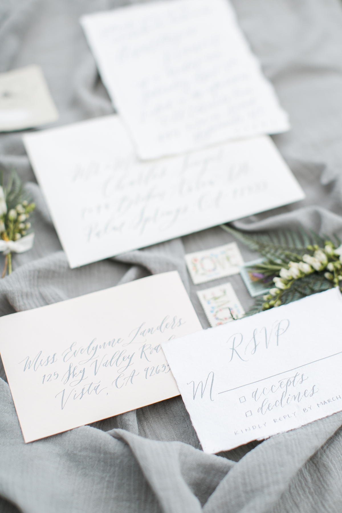 Gray Calligraphy Wedding Invitations