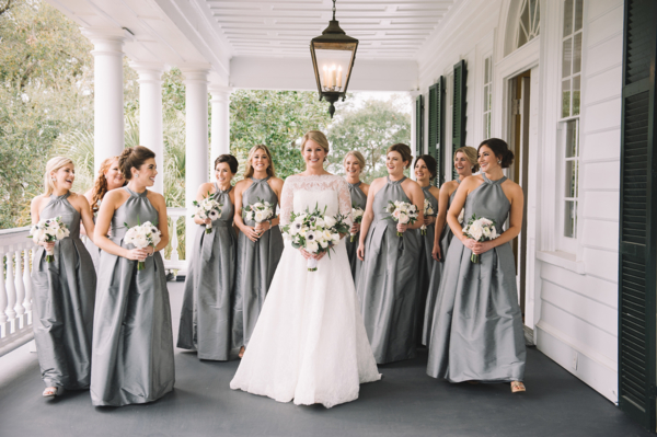 Gray Silk Bridesmaids Dresses
