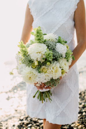 Green and Ivory Bouquet with Dahlias