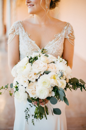 Ivory Bouquet of Roses and Peonies