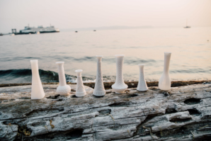 Milk Glass and Driftwood for Wedding