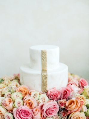 Modern Wedding Cake with Gold Leaf