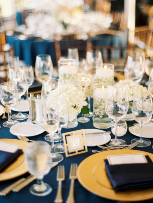 Navy Gold and White Wedding Table