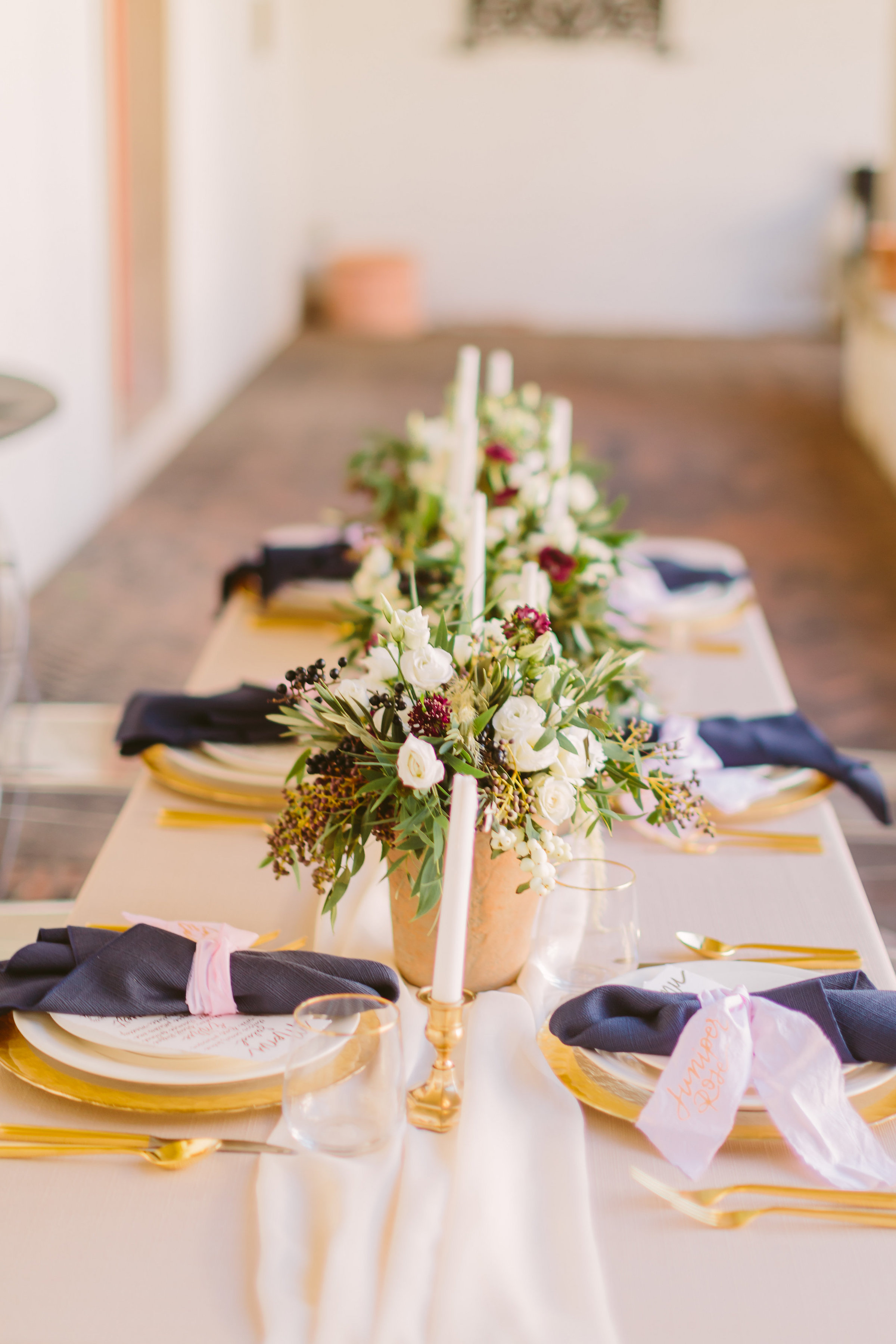Navy and Gold Wedding Table