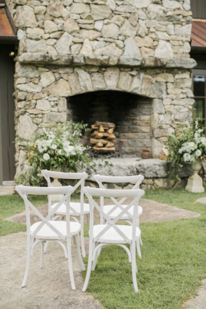 Outdoor Wedding Ceremony by Fireplace