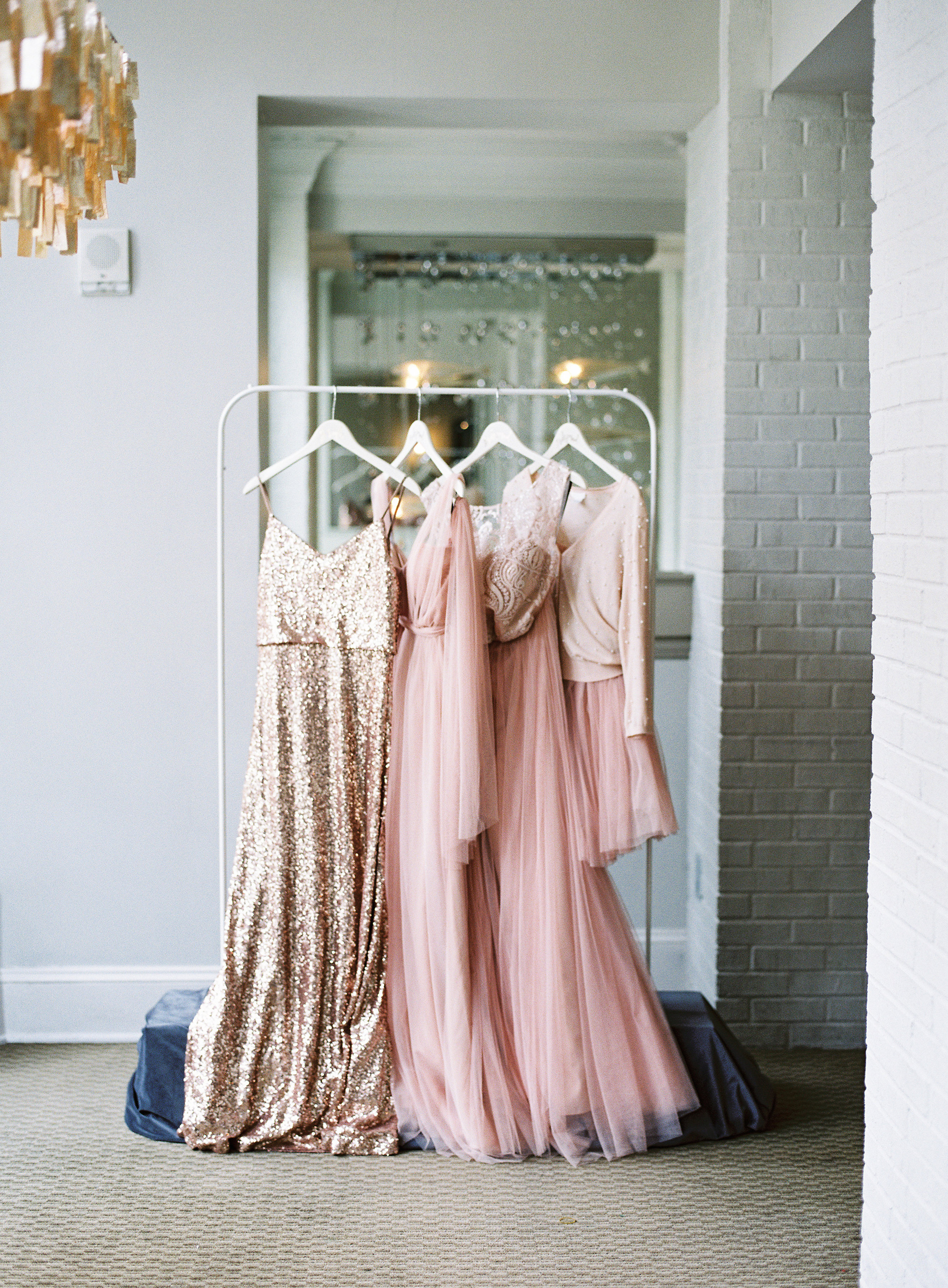 Pink and Gold Bridesmaids Dresses