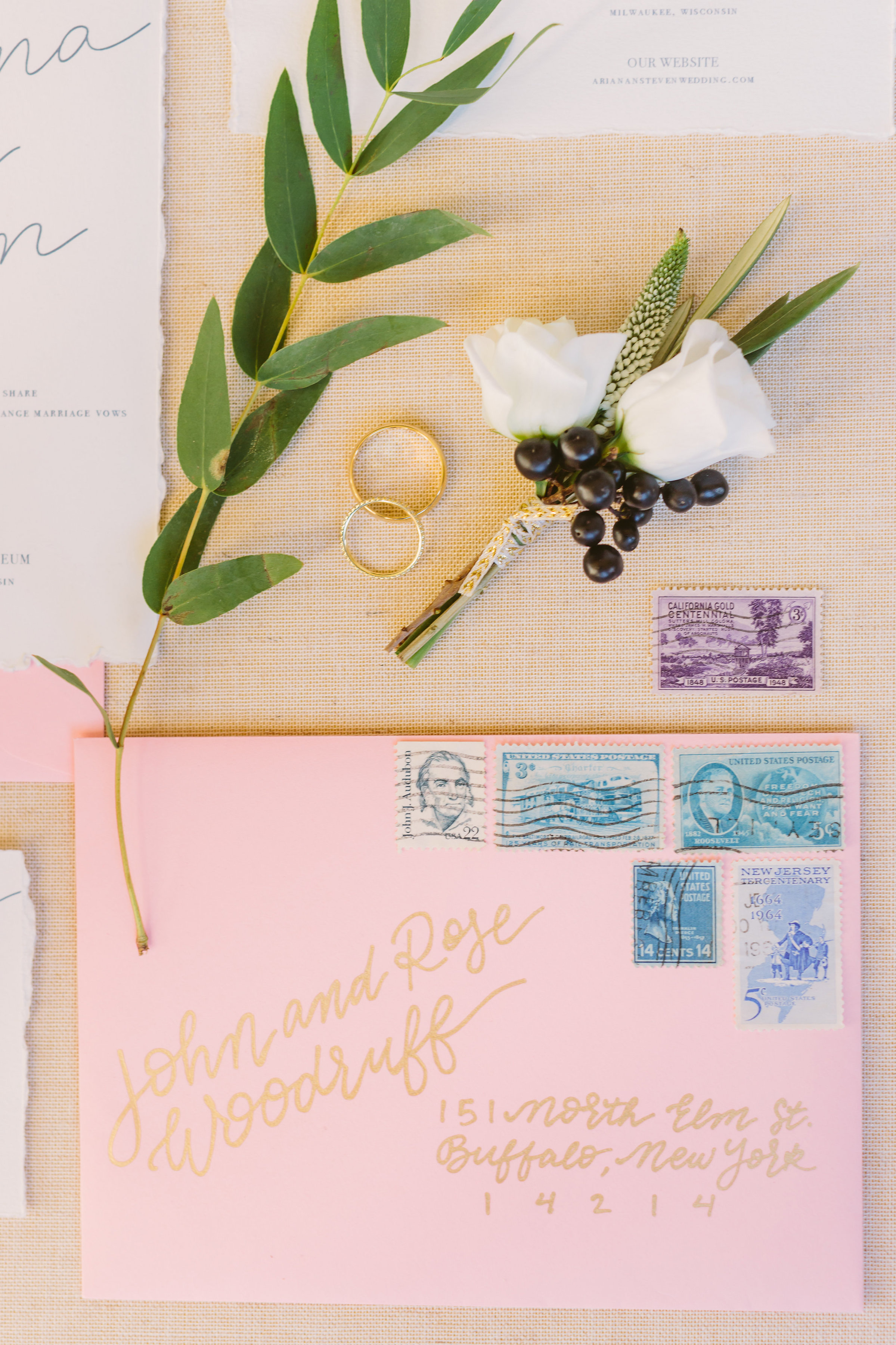 Pink and Gold Wedding Invitations