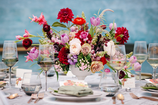 Purple and Red Centerpiece