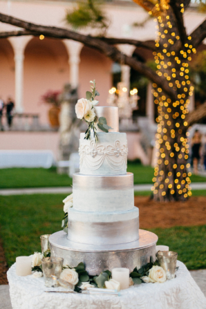 Wedding Cake with Silver Details