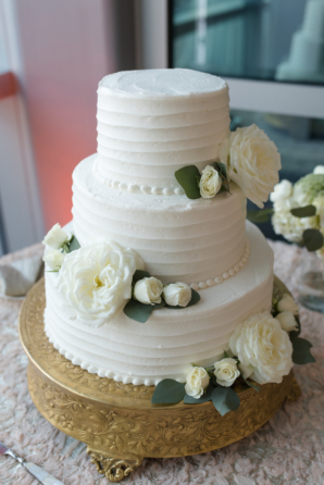 Wedding Cake with White Sugar Flowers