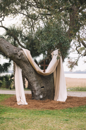 Wedding Ceremony Altar Draping on Tree