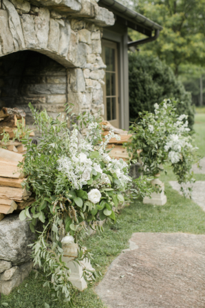Wedding Ceremony by Outdoor Fireplace