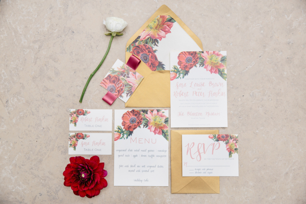 Wedding Invitations with Colorful Flowers
