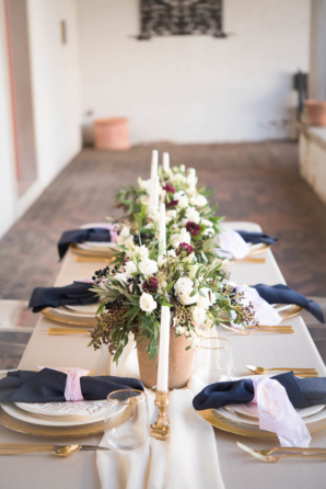 Wedding Table with Navy and Gold Details