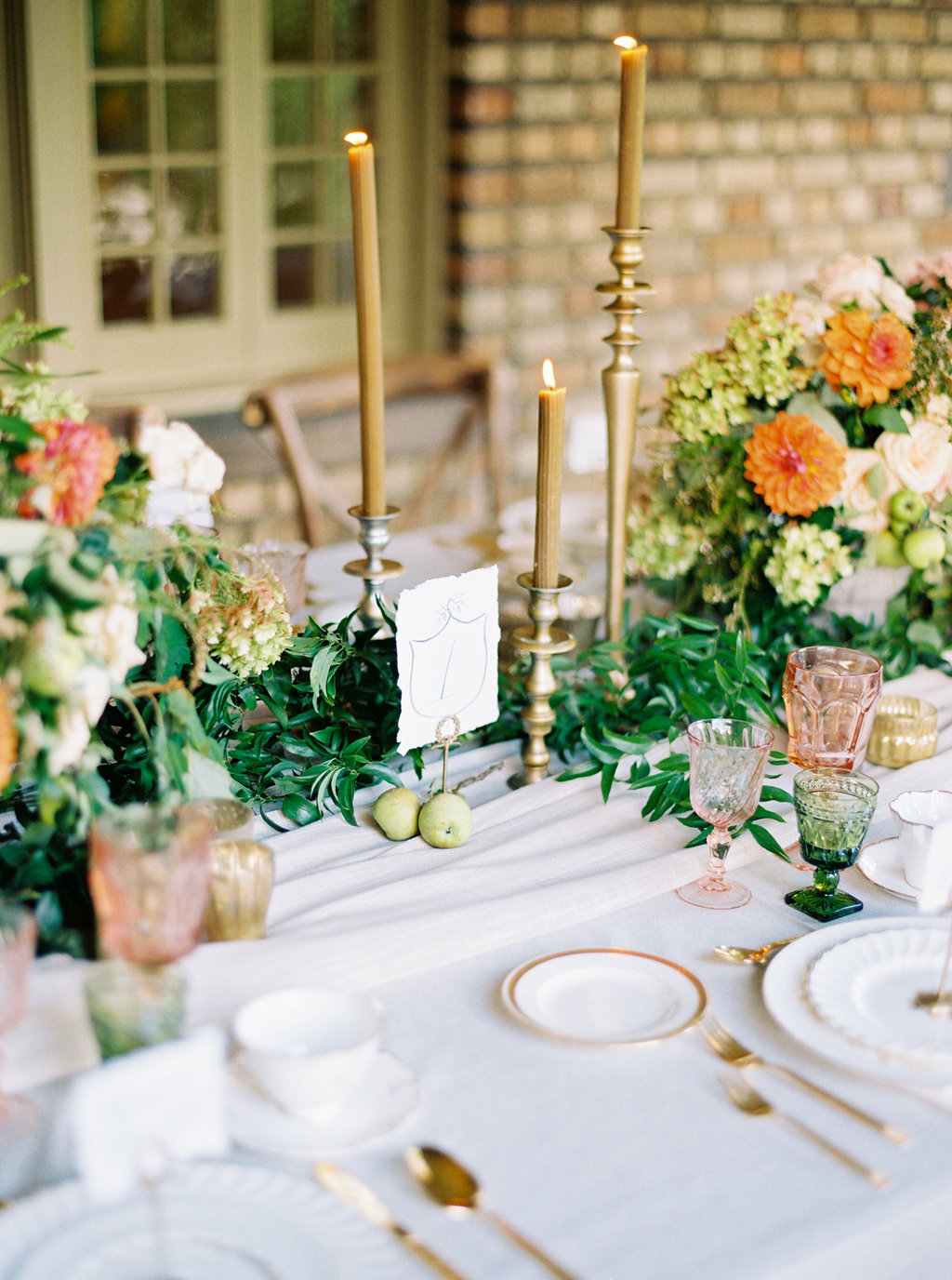 Amber and Green Wedding Table
