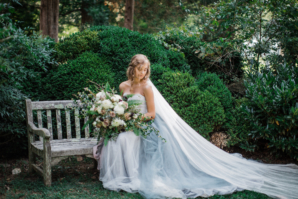 Bride in Blue Tulle Wedding Dress 5