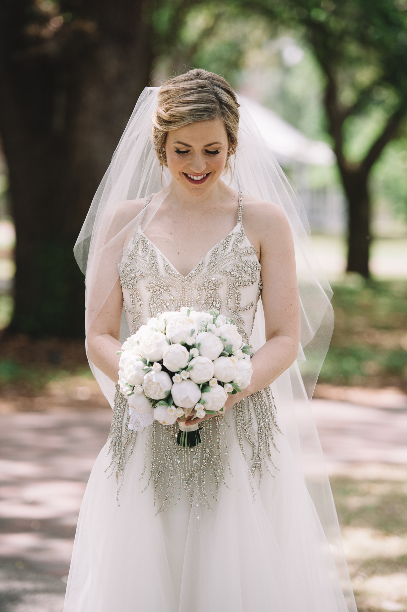 Bride with White Peony Bouquet