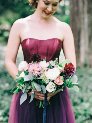 Bridesmaid in Corset Inspired Gown