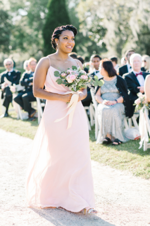 Bridesmaid in Pale Pink Dress