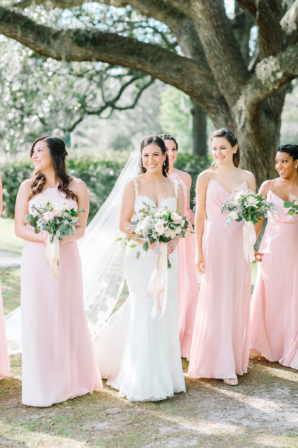 Bridesmaids in Pink Hayley Paige Dresses