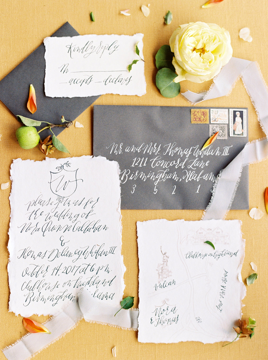 Calligraphy Invitations on Handmade Paper