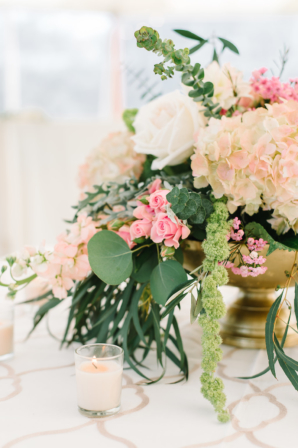Centerpiece of Pink and Green Flowers