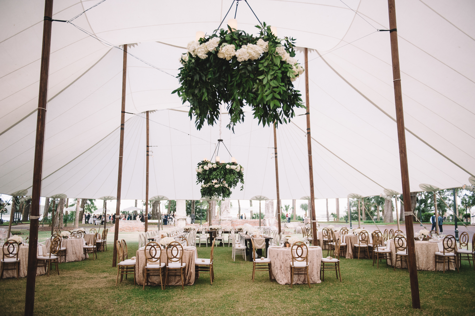 Champagne and Wood Wedding Tent