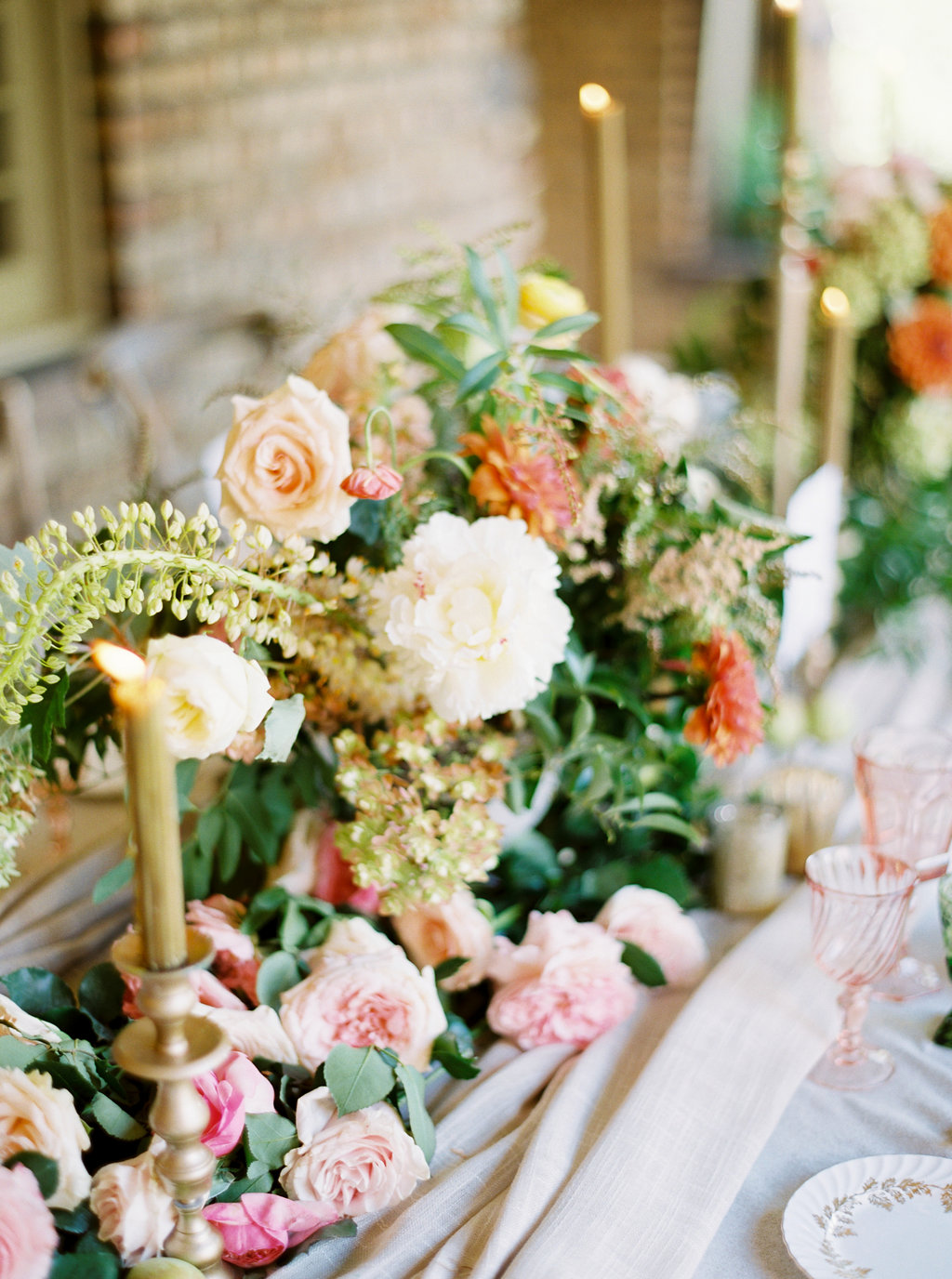 Elegant Amber and Coral Wedding Flowers