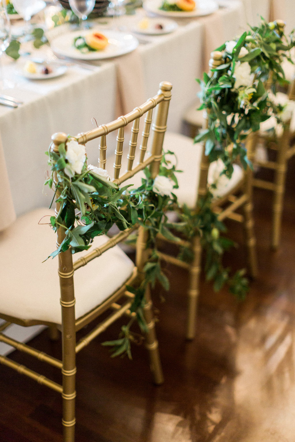 Greenery on Bride and Groom Chairs