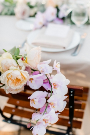 Orchid and Peony Wedding Chair Flowers