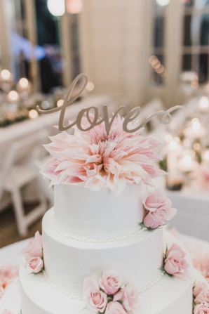 Pink Wedding Cake with Dahlias
