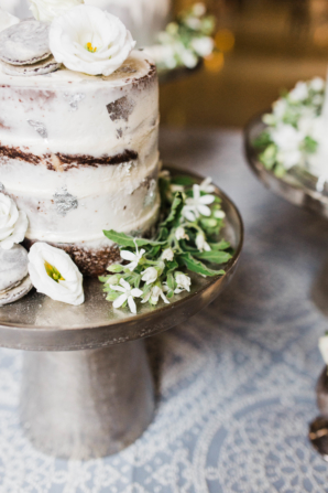 Wedding Cake with Brown and White Details