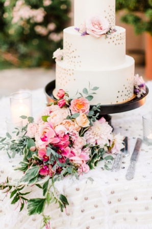 Wedding Cake with Gold Polka Dots