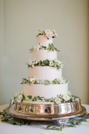 Wedding Cake with Greenery on Tiers
