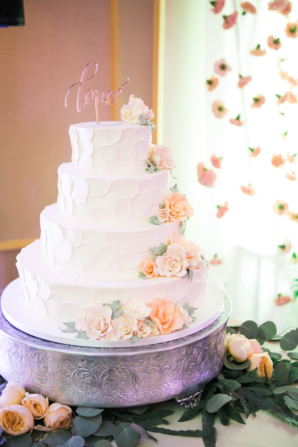 Wedding Cake with Peach Sugar Flowers